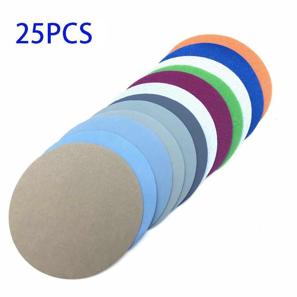 Set 25 Đĩa Giấy Nhám 5inch 2000 / 3000 / 5000 / 7000 / 10000 Grit