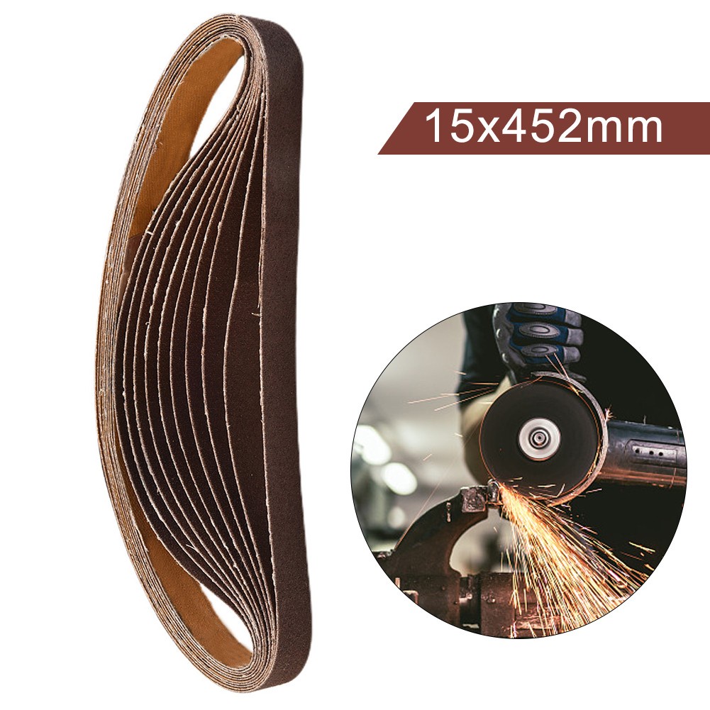 Set 10 Đai Giấy Nhám 15 * 452mm 60-600-Grit Cho Máy Đánh Bóng M10