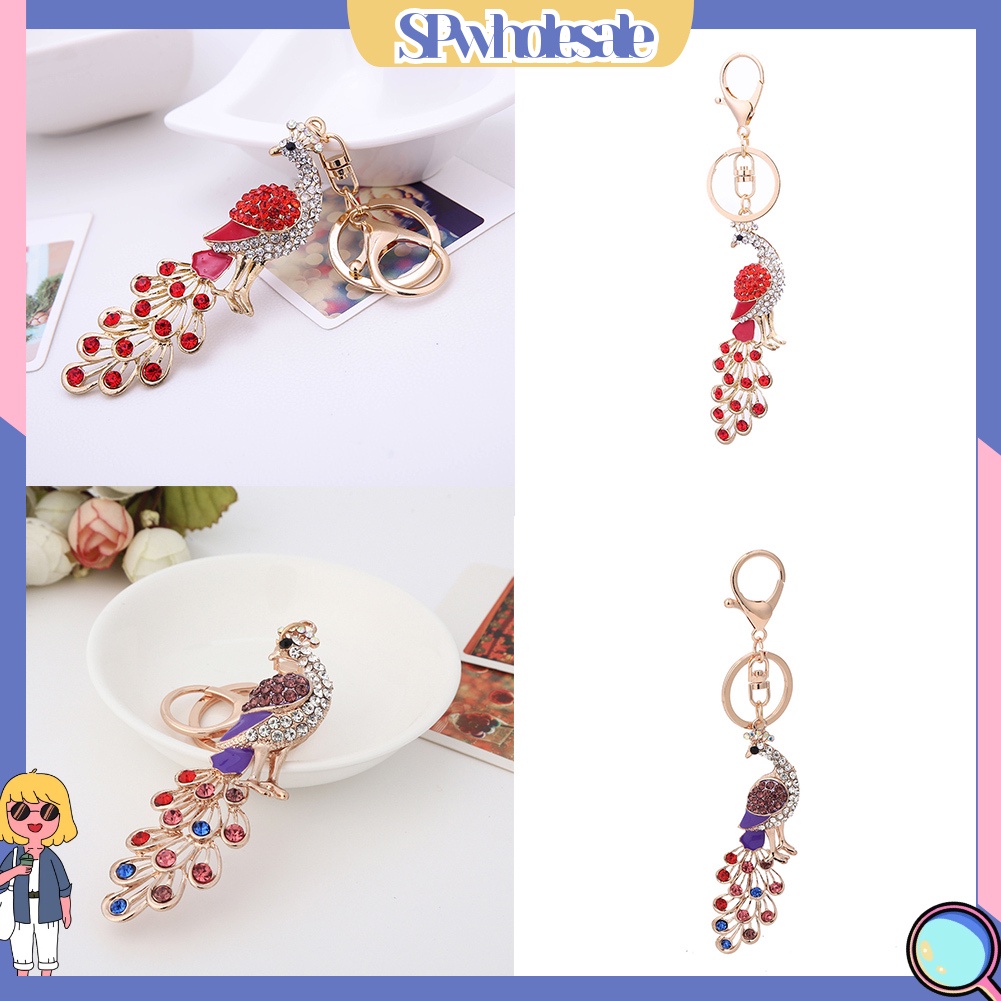 &lt;SPwholesale&gt; Móc Khóa Con Công Đính Đá Nhiều Màu Sắc Thời Trang