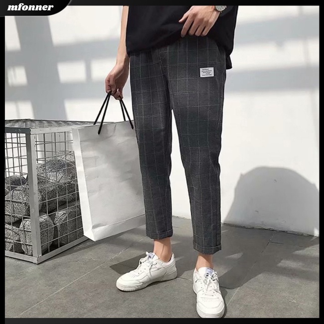 Quần Bút Chì Mỏng Thoáng Khí In Họa Tiết Caro Thời Trang Mùa Hè Cho Nam