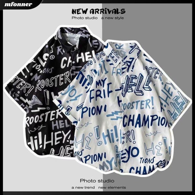 Áo Thun Nam Tay Ngắn In Chữ Phong Cách Hong Kong