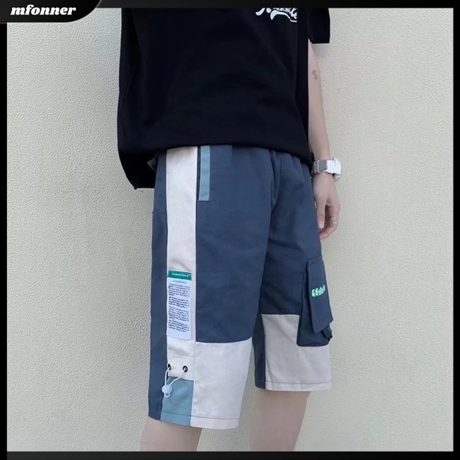 Quần Short Cargo Màu Sắc Tương Phản Thời Trang Mùa Hè Cho Nam