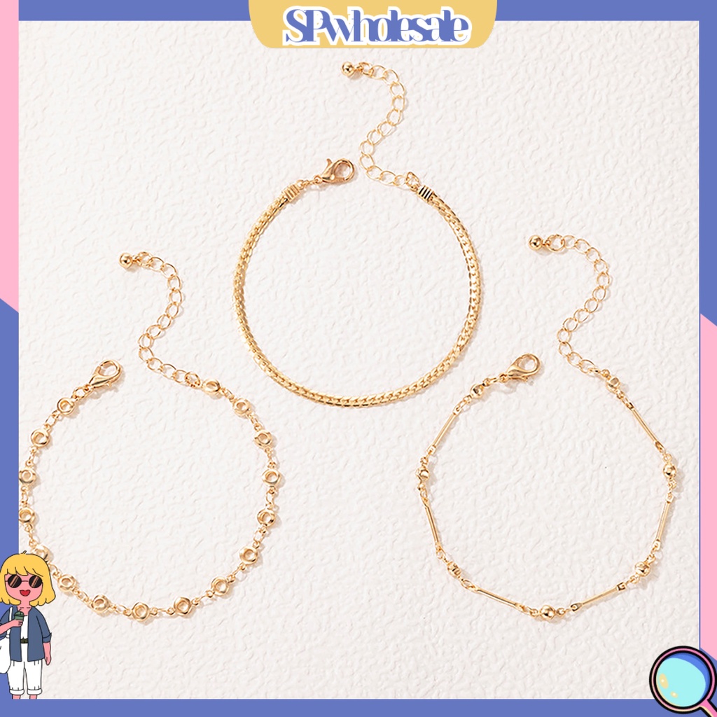 &lt;SPwholesale&gt; Bộ 3 Vòng Đeo Mắt Cá Chân Trọng Lượng Nhẹ Dễ Điều Chỉnh Mang Hàng Ngày