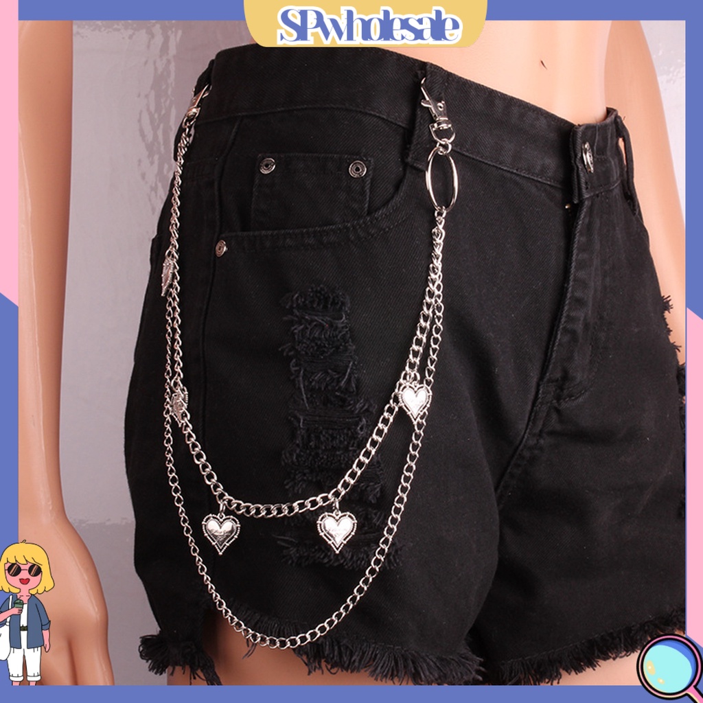 &lt;SPwholesale&gt; Dây Xích Đeo Quần Dài Bằng Hợp Kim Hai Lớp Bắt Mắt Hình Trái Tim Sử Dụng Hàng Ngày