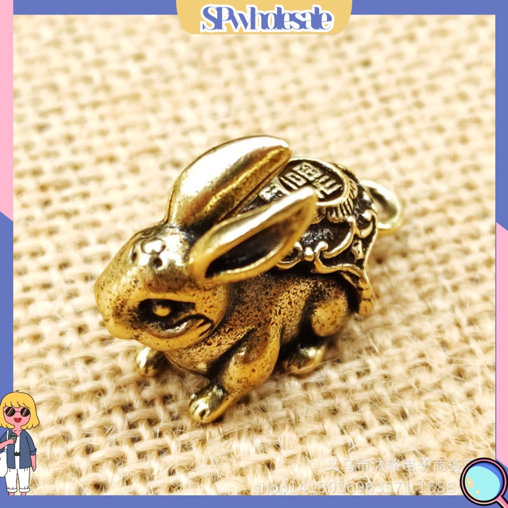 &lt;SPwholesale&gt; Móc Chìa Khóa Bằng Đồng Thau Hình Thỏ Hoàng Đạo Thực Tế Vintage Thu Hút