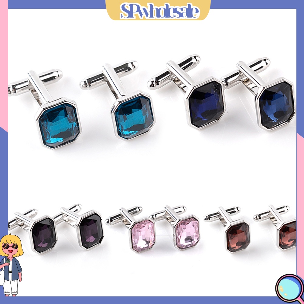 &lt;SPwholesale&gt; 1 Cặp Khuy Măng Sét Mini Màu Trơn Thời Trang Cho Nam