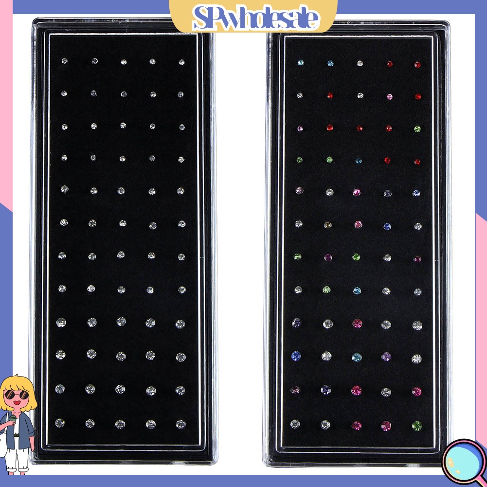 &lt;SPwholesale&gt; Set 60 Khuyên Mũi Bằng Thép Không Gỉ Đính Đá Cá Tính