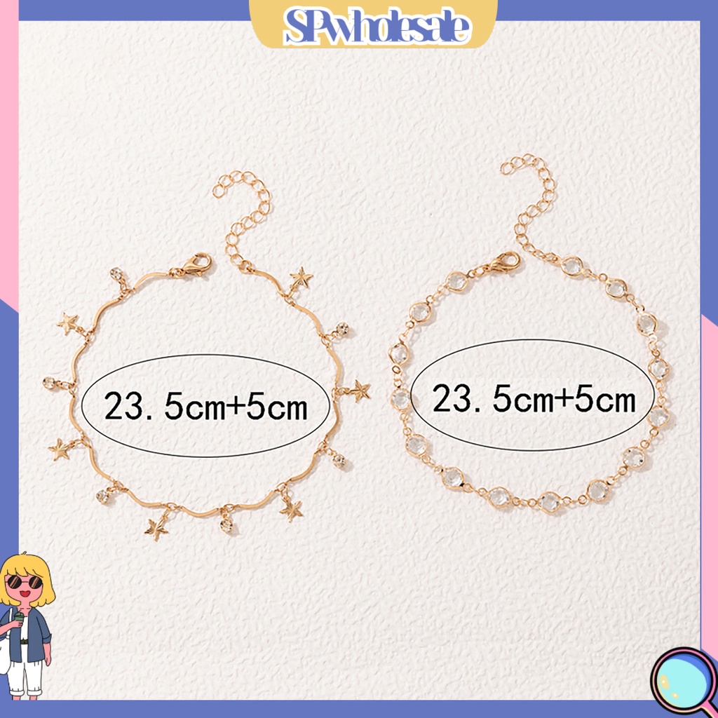 &lt;SPwholesale&gt; Bộ 2 Lắc chân Bằng Kim Loại Hình Ngôi Sao Có Thể Điều Chỉnh