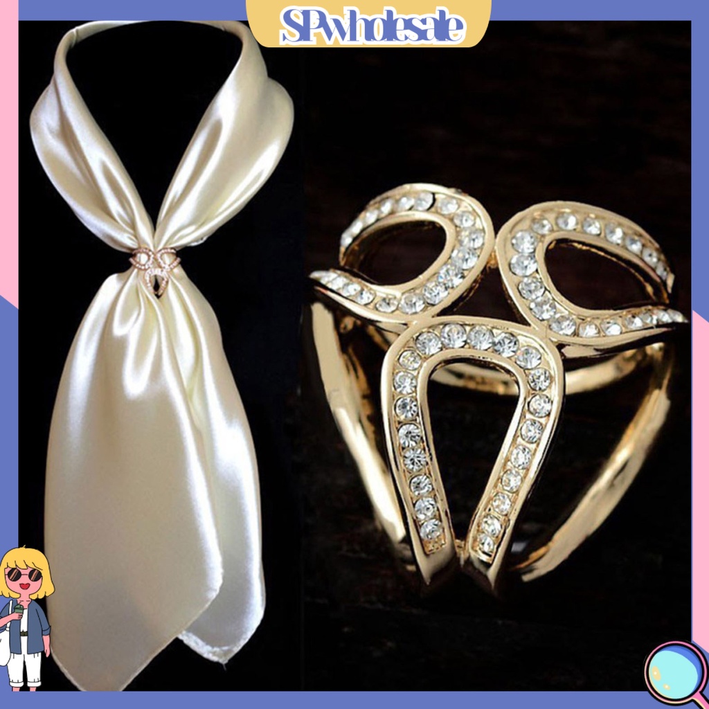 &lt;SPwholesale&gt; Kẹp Khóa Khăn Choàng Hình Tam Giác Đính Đá Trang Trí Ngọt Ngào Lâu Trôi