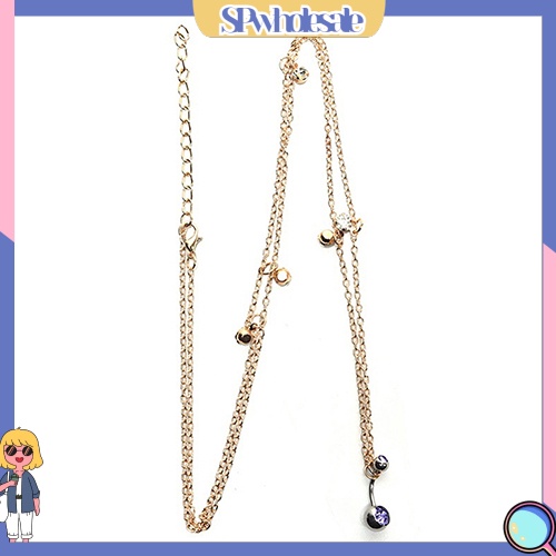 &lt;SPwholesale&gt; Khuyên Rốn Phối Dây Xích Đính Đá Cá Tính Cho Nữ