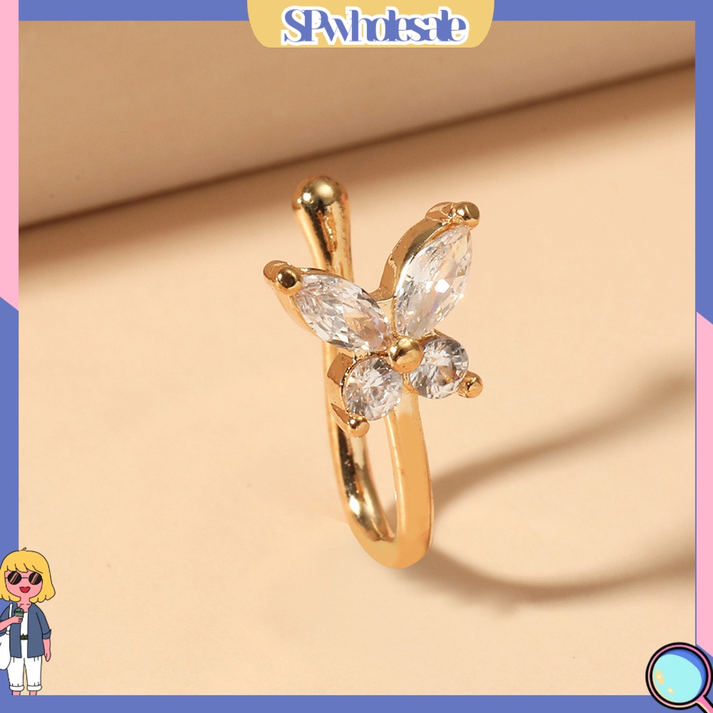 &lt;SPwholesale&gt; Khuyên Mũi Hình Bướm Đính Đá Đơn Giản Cá Tính