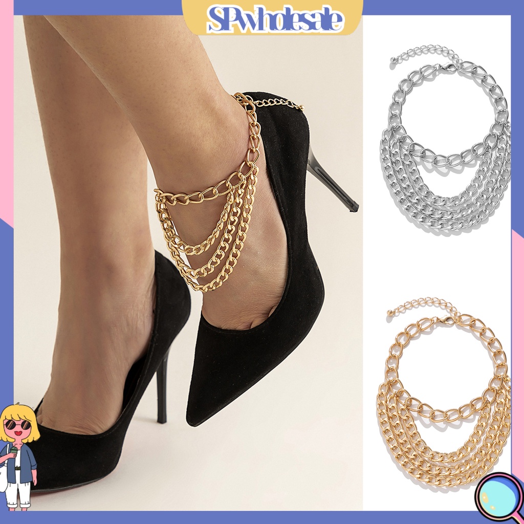 &lt;SPwholesale&gt; Lắc Chân Nhiều Lớp Tua Rua Trang Trí Giày Cao Gót Rỗng Phong Cách Bohemian Tinh Tế Cho Nữ Biểu Diễn Sân