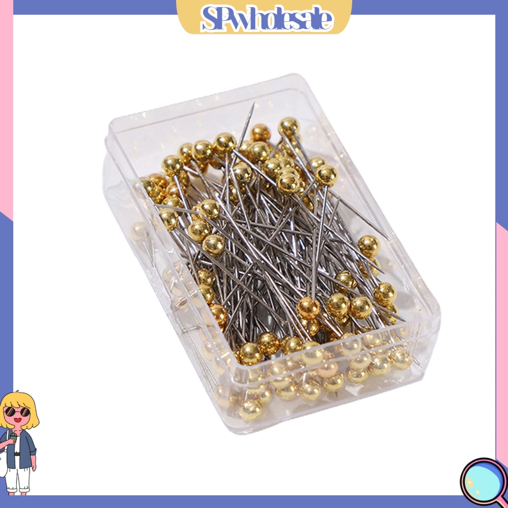 &lt;SPwholesale&gt; Hộp 100 Kim Khâu Hình Tròn Nhiều Màu Sắc Kèm Hộp Đựng