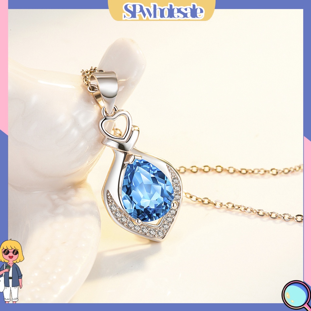 &lt;SPwholesale&gt; Vòng cổ Mặt Hình Giọt Nước Đính Đá Zircon