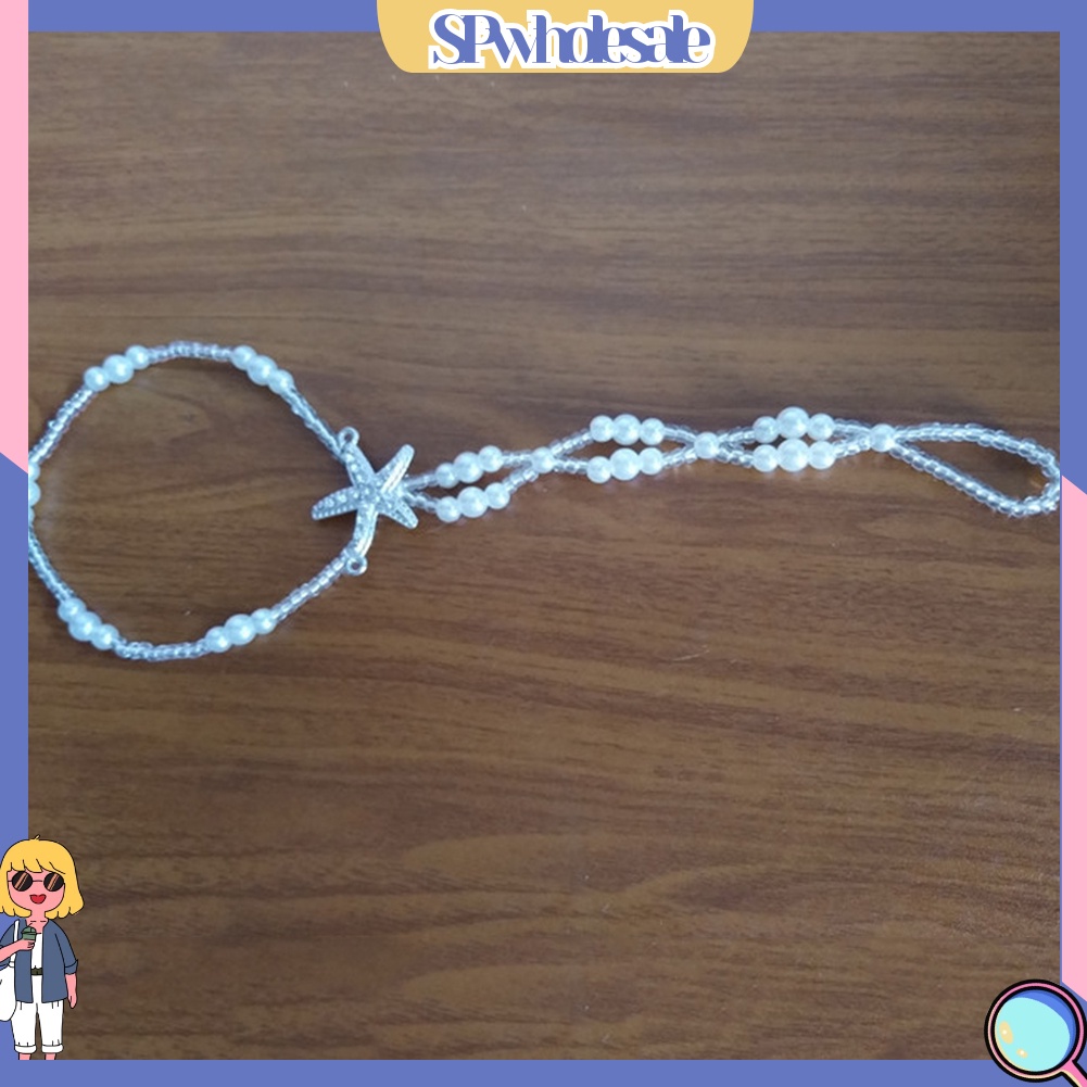 &lt;SPwholesale&gt; Lắc Chân Đính Đá Và Ngọc Trai Nhân Tạo Phong Cách Boho Thời Trang Cho Nữ