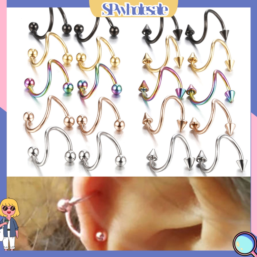 &lt;SPwholesale&gt; Set 5 Khuyên Mũi / Môi Bằng Thép Không Gỉ Cá Tính