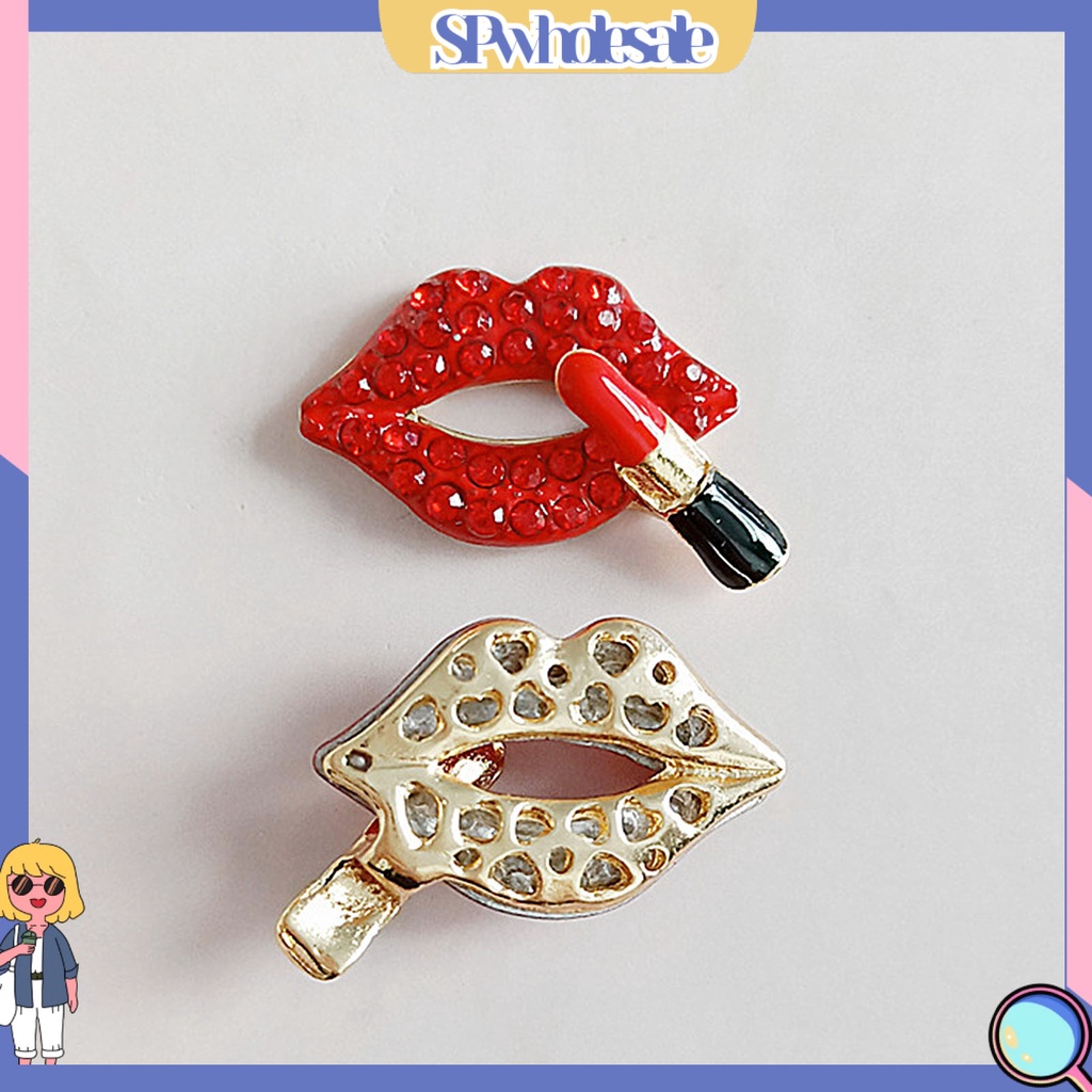 &lt;SPwholesale&gt; Son Môi Đỏ Đính Kim Cương Giả Hình Thỏi Son Trang Trí Điện Thoại Xe Hơi Thủ Công DIY
