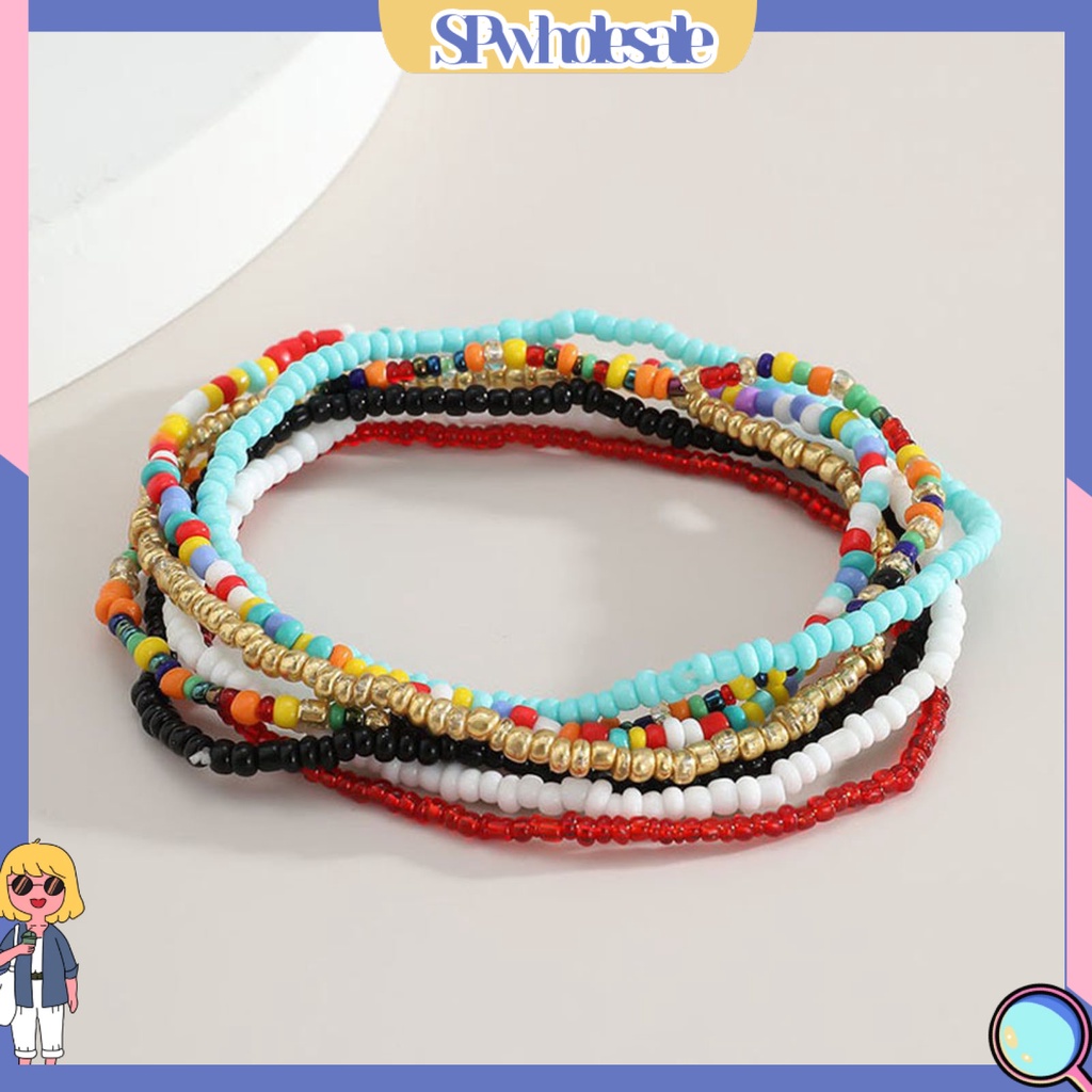 &lt;SPwholesale&gt; Bộ 7 Vòng Đeo Chân Dạng Chuỗi Hạt Phong Cách Bohemian Thời Trang Đi Biển Cho Nữ