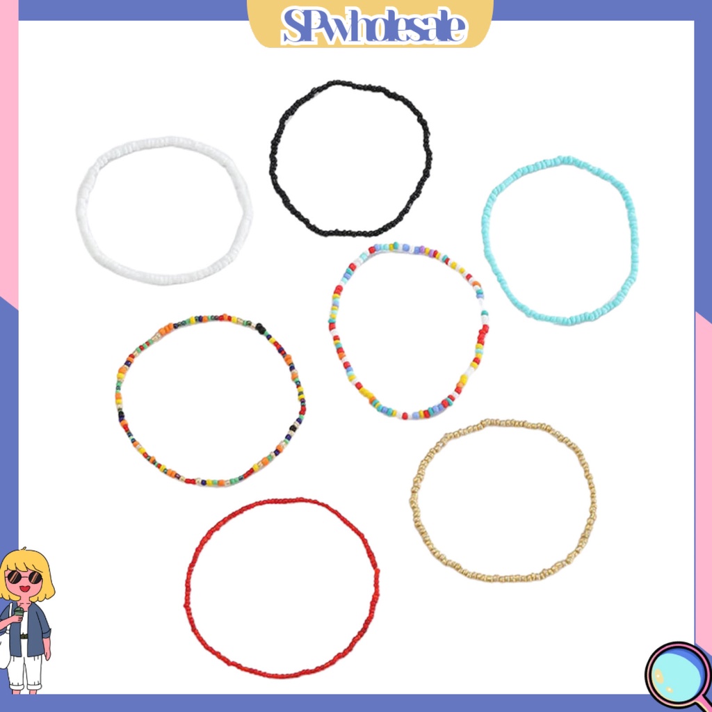 &lt;SPwholesale&gt; Bộ 7 Vòng Đeo Chân Dạng Chuỗi Hạt Phong Cách Bohemian Thời Trang Đi Biển Cho Nữ