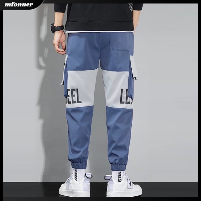 Quần Jogger Lưng Thun Phối Dây Rút In Chữ Phối Màu Tương Phản Thời Trang Cho Nam