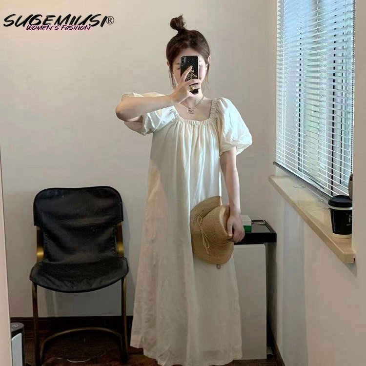 Đầm Dáng Dài Rộng Tay Phồng Thời Trang Mùa Hè Pháp Cho Nữ
