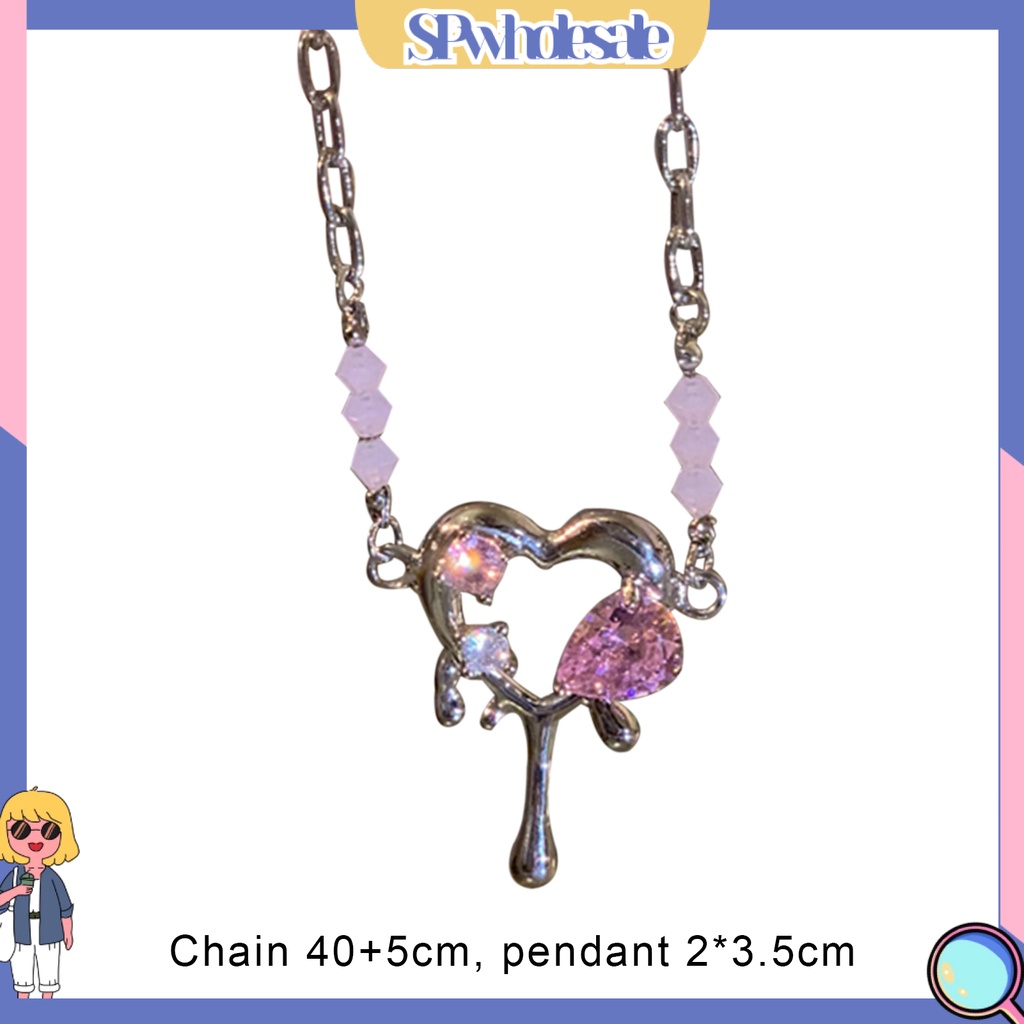 &lt;SPwholesale&gt; Vòng Cổ Choker Mở Rộng Bằng Hợp Kim Đính Đá Zircon Màu Hồng Có Thể Điều Chỉnh