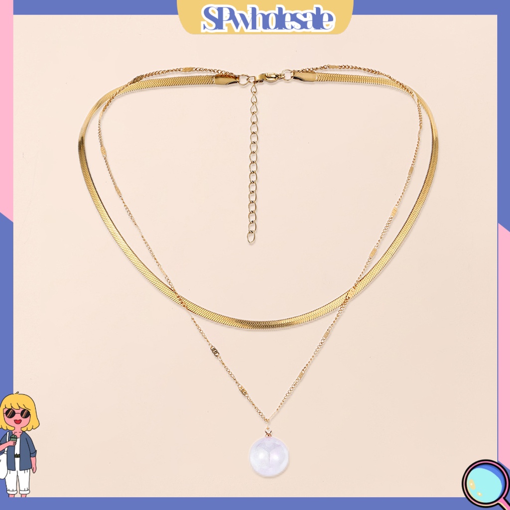 &lt;SPwholesale&gt; Vòng cổ Màu Trơn Trang Trí Hạt Ngọc Trai Nhân Tạo Nhẹ Nhàng Lâu Trôi Chống Rỉ Sét Có Thể Điều Chỉnh Trang Sức Nữ