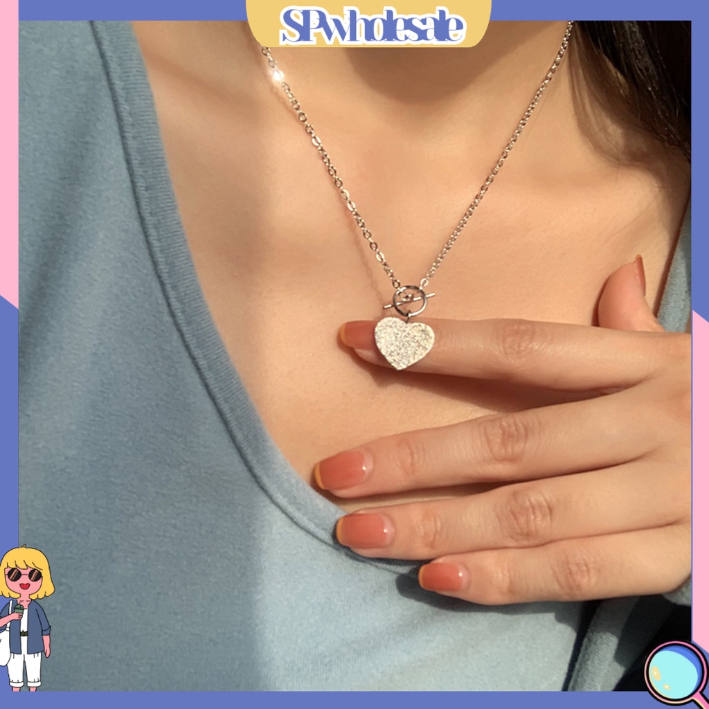 &lt;SPwholesale&gt; Mặt Vòng cổ Hình Trái Tim Tròn Lấp Lánh Đơn Giản Cá Tính Dành Cho Nữ Dự Tiệc