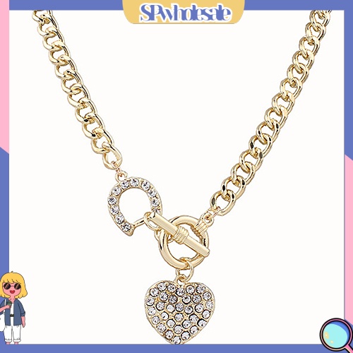 &lt;SPwholesale&gt; Vòng cổ Mặt Trái Tim Đính Đá Thời Trang Dành Cho Nữ