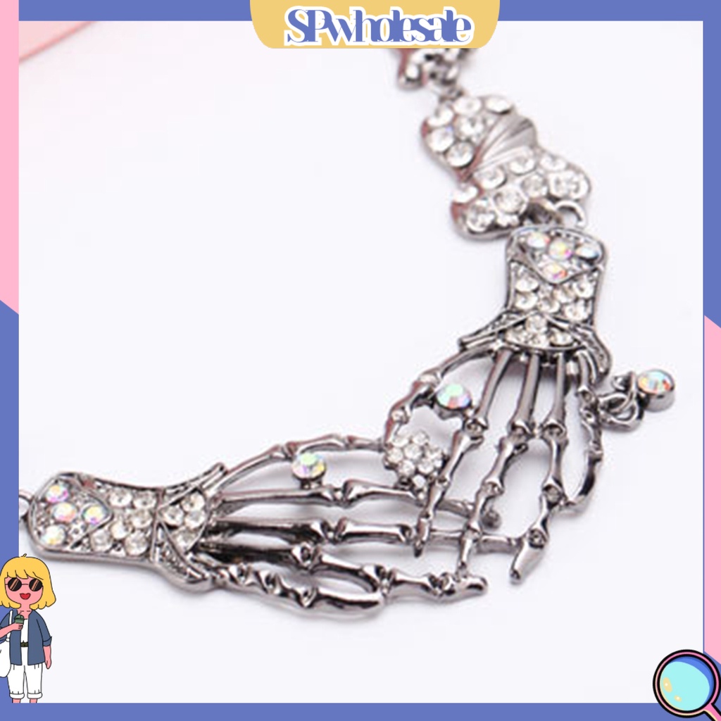 &lt;SPwholesale&gt; Vòng cổ Mặt Hình Bàn Tay Đính Đá Lấp Lánh Phong Cách Halloween