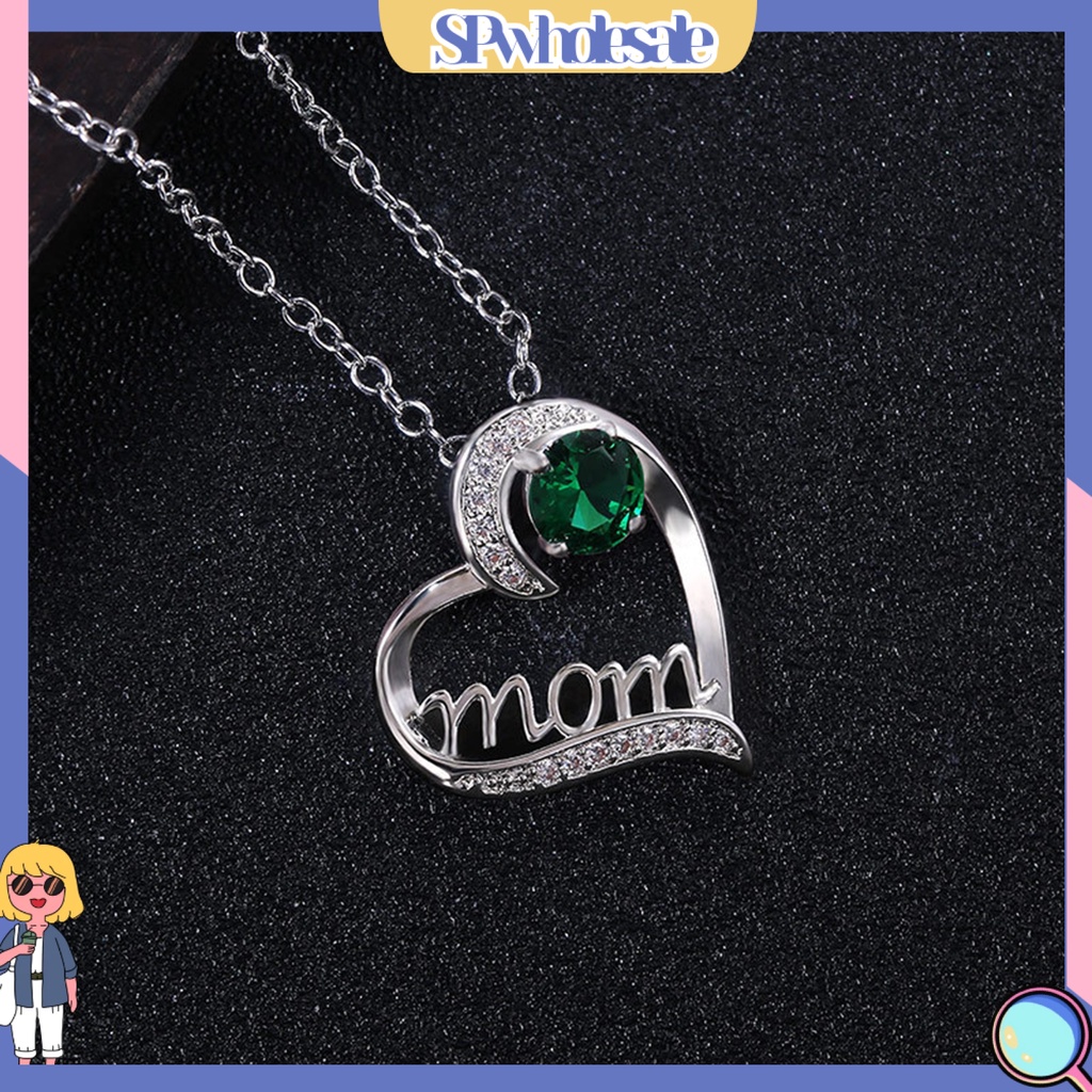 &lt;SPwholesale&gt; Vòng cổ Mặt Trái Tim Rỗng Khắc Chữ Tinh Tế Sáng Bóng Cho Ngày Của Mẹ