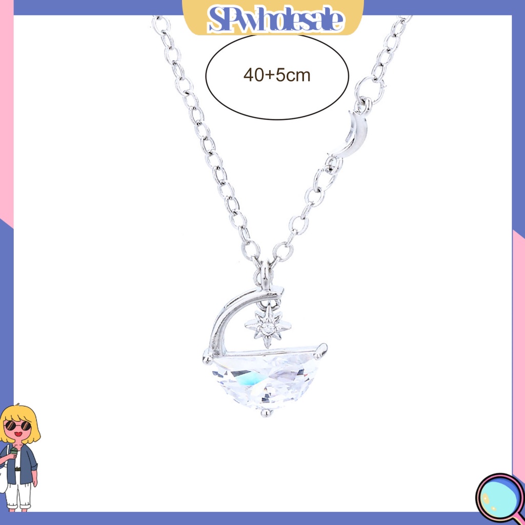 &lt;SPwholesale&gt; Vòng cổ Chuỗi Lấp Lánh Nửa Mặt Trăng Sang Trọng Phù Hợp Với Mọi Ngày