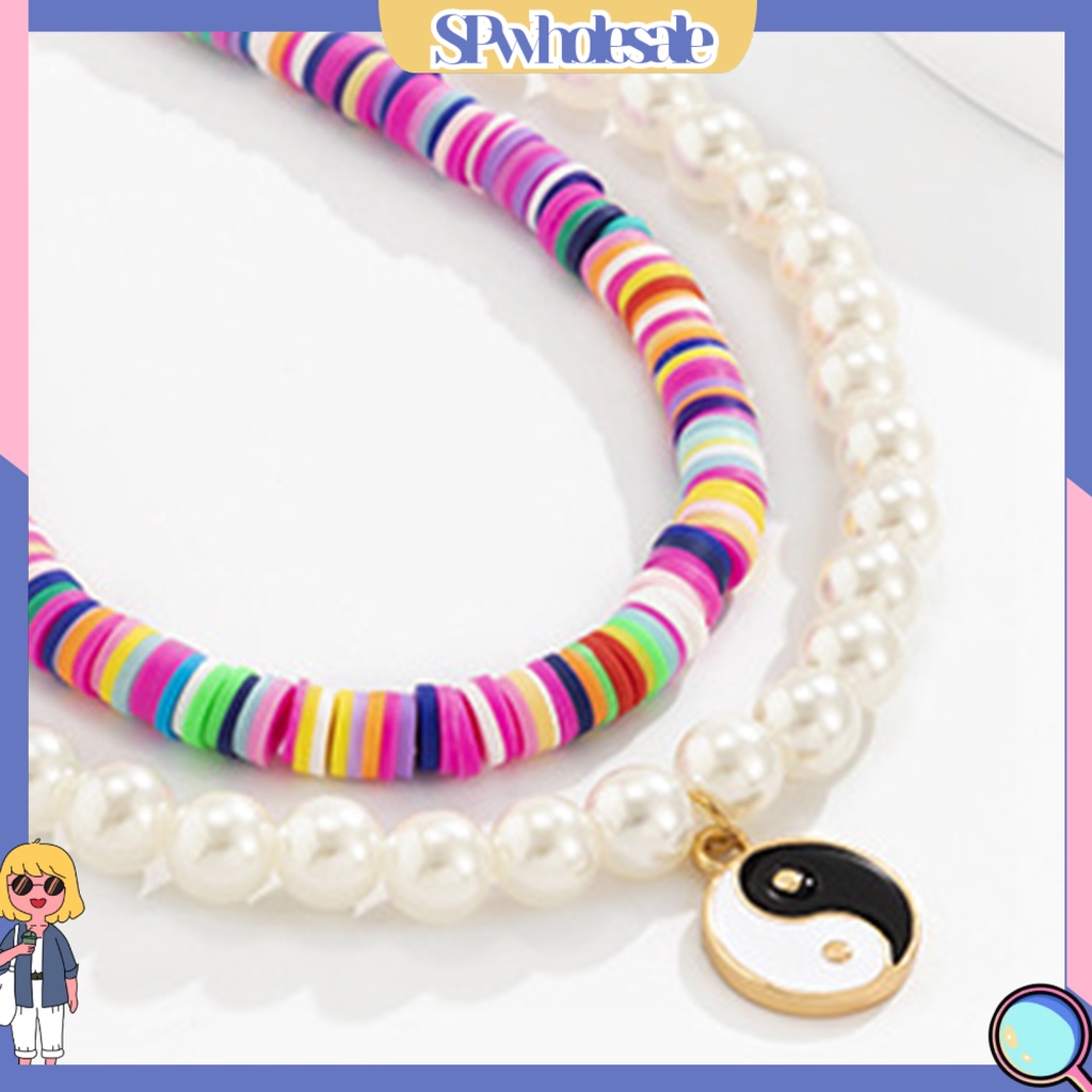 &lt;SPwholesale&gt; Set 2 Vòng Cổ Choker Đính Hạt Nhiều Màu Sắc Phong Cách Cổ Điển Cho Nữ
