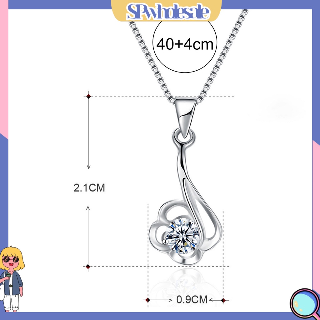 &lt;SPwholesale&gt; Vòng cổ Bạc 925 Mặt Hình Hoa Đính Đá Zircon Dễ Thương