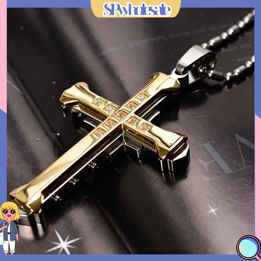 &lt;SPwholesale&gt; Vòng cổ Hợp Kim Mặt Thánh Giá Đính Đá Thời Trang Cho Nam