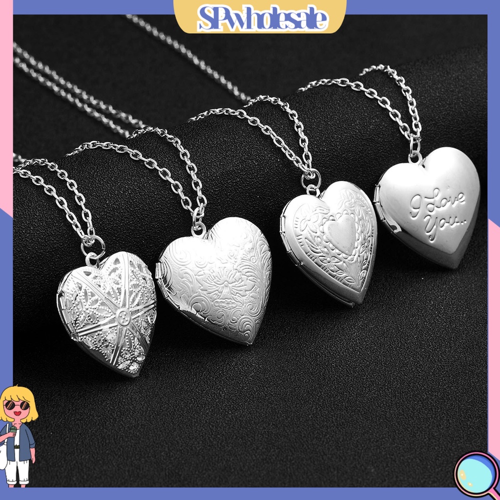&lt;SPwholesale&gt; Vòng cổ Kim Loại Mặt Khung Ảnh Hình Trái Tim Cho Cặp Đôi