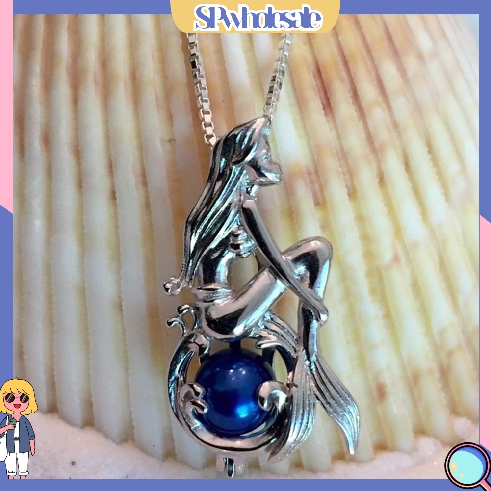 &lt;SPwholesale&gt; Vòng cổ Mặt Hình Nàng Tiên Cá Ngồi Trên Ngọc Trai