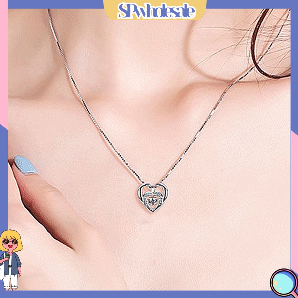 &lt;SPwholesale&gt; Vòng cổ Mặt Trái Tim Đôi Đính Đá Thời Trang