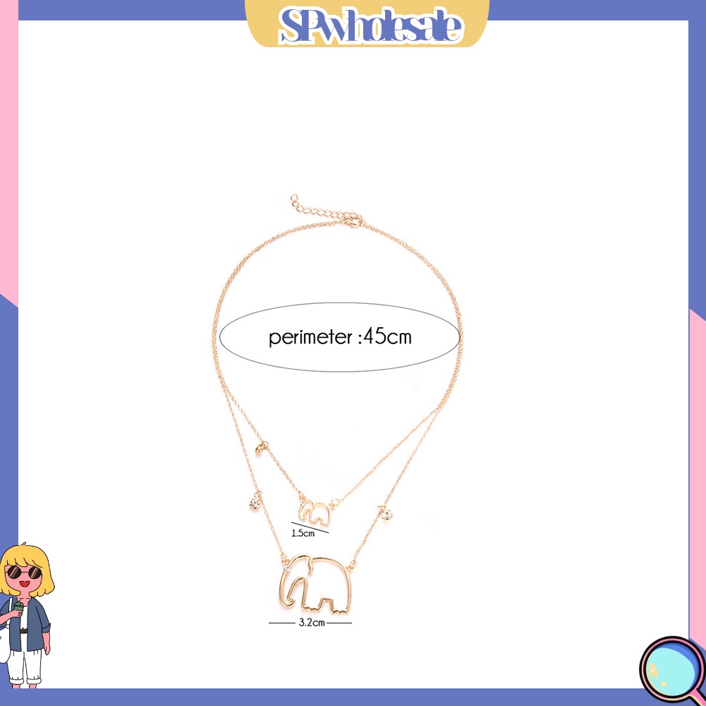 &lt;SPwholesale&gt; Vòng cổ Hai Lớp Mặt Hình Con Voi Thời Trang Dành Cho Nữ