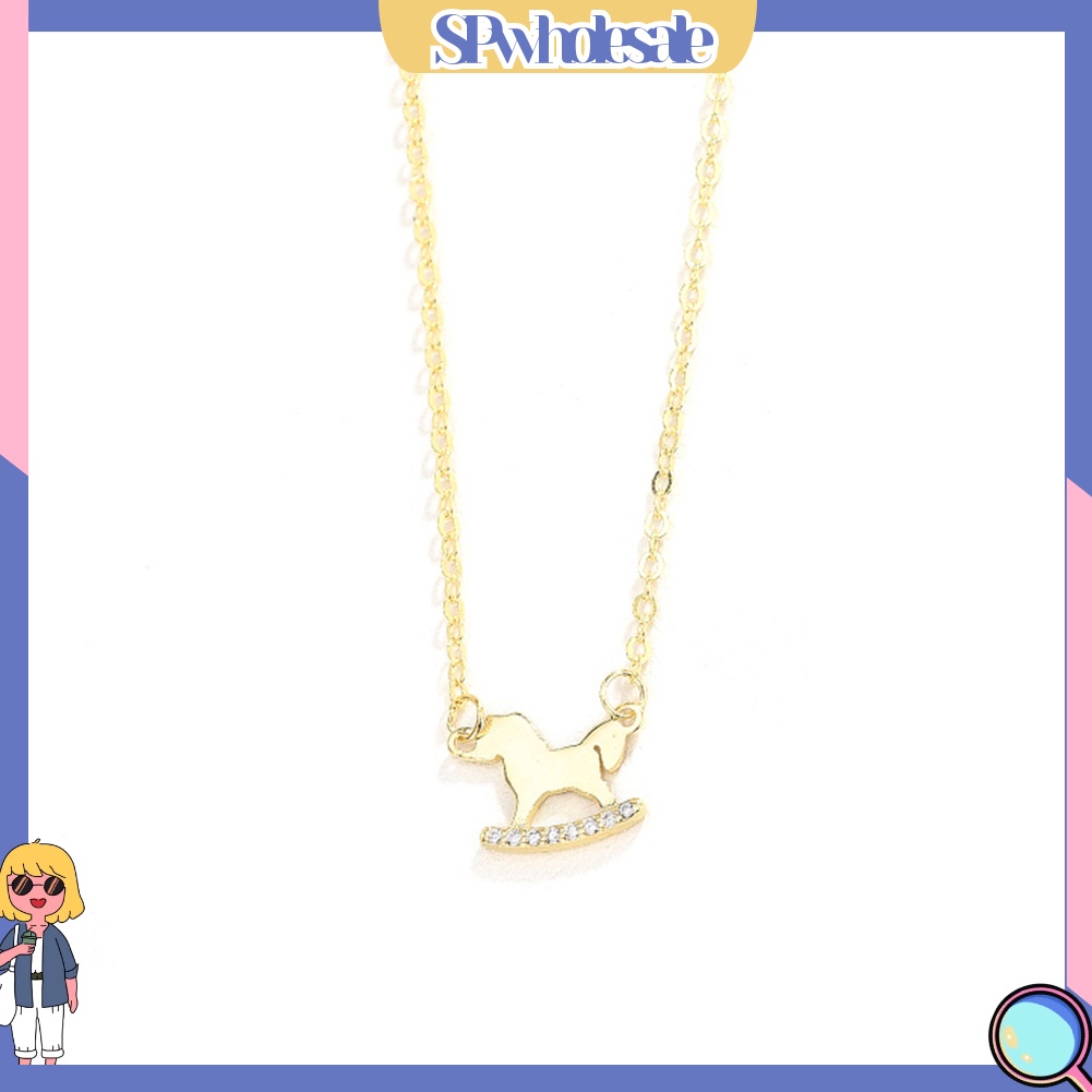 &lt;SPwholesale&gt; Vòng cổ Mạ Bạc Mặt Hình Cá Ngựa Đính Đá Thời Trang Cho Nữ