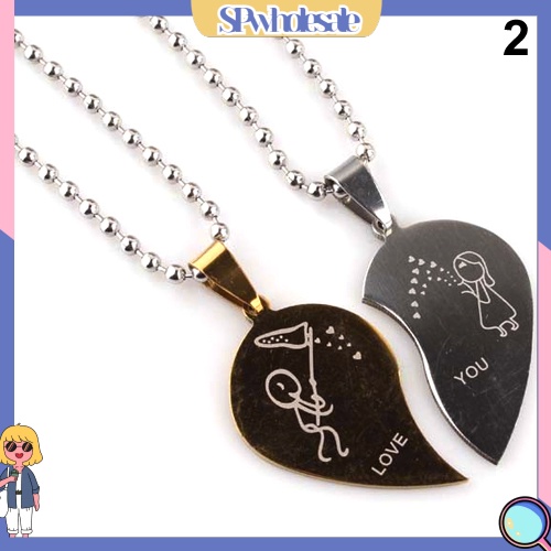 &lt;SPwholesale&gt; Vòng cổ Mặt Trái Tim Bằng Thép Không Gỉ Thời Trang Cho Cặp Đôi