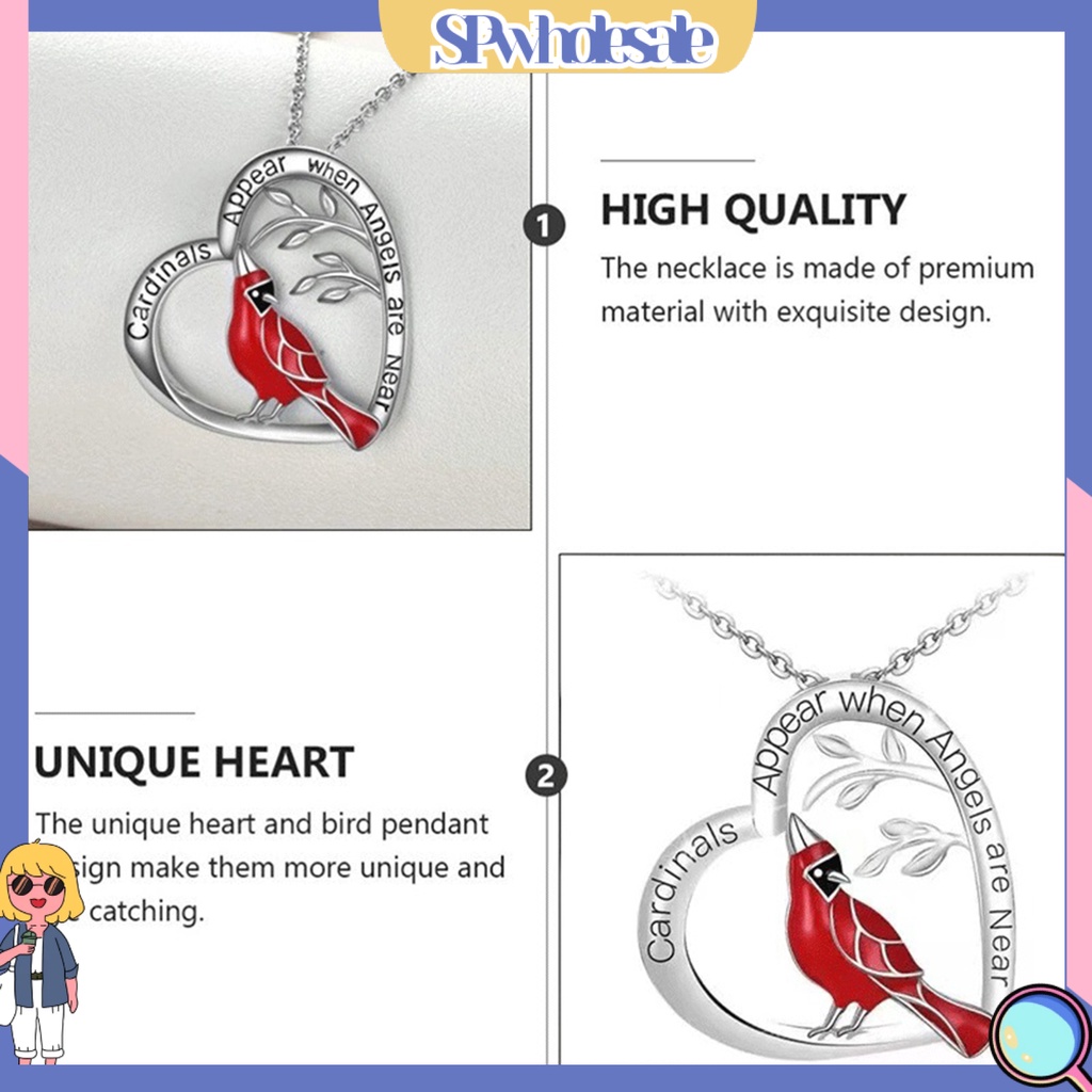 &lt;SPwholesale&gt; Vòng cổ Mặt Hình Chim Vẹt Màu Đỏ Thiết Kế Tinh Tế Mặc Hàng Ngày