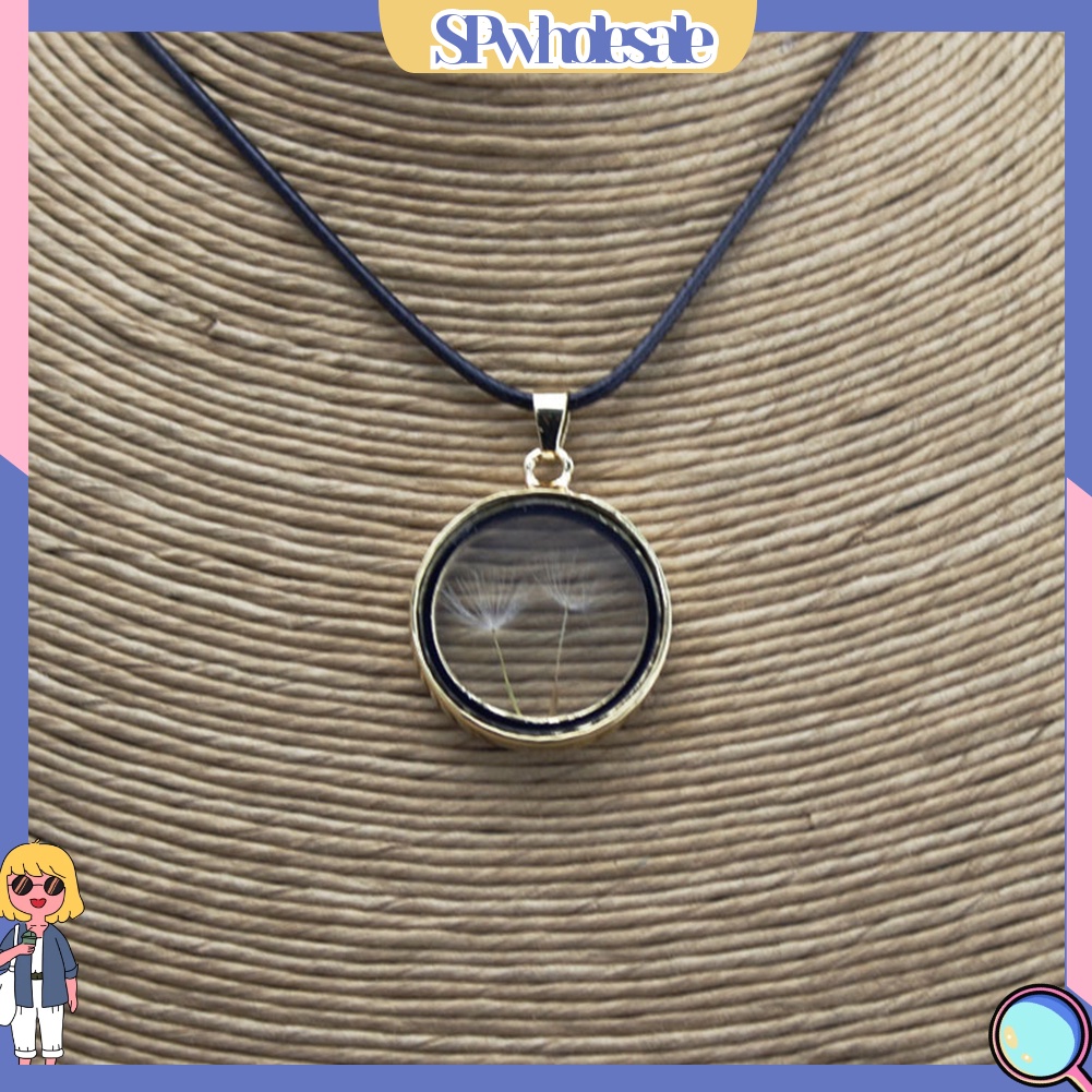 &lt;SPwholesale&gt; Vòng cổ Mặt Đĩa Trong Suốt Có Thể Điều Chỉnh Hình Hoa Bồ Công Anh Khô Dành Cho Nữ