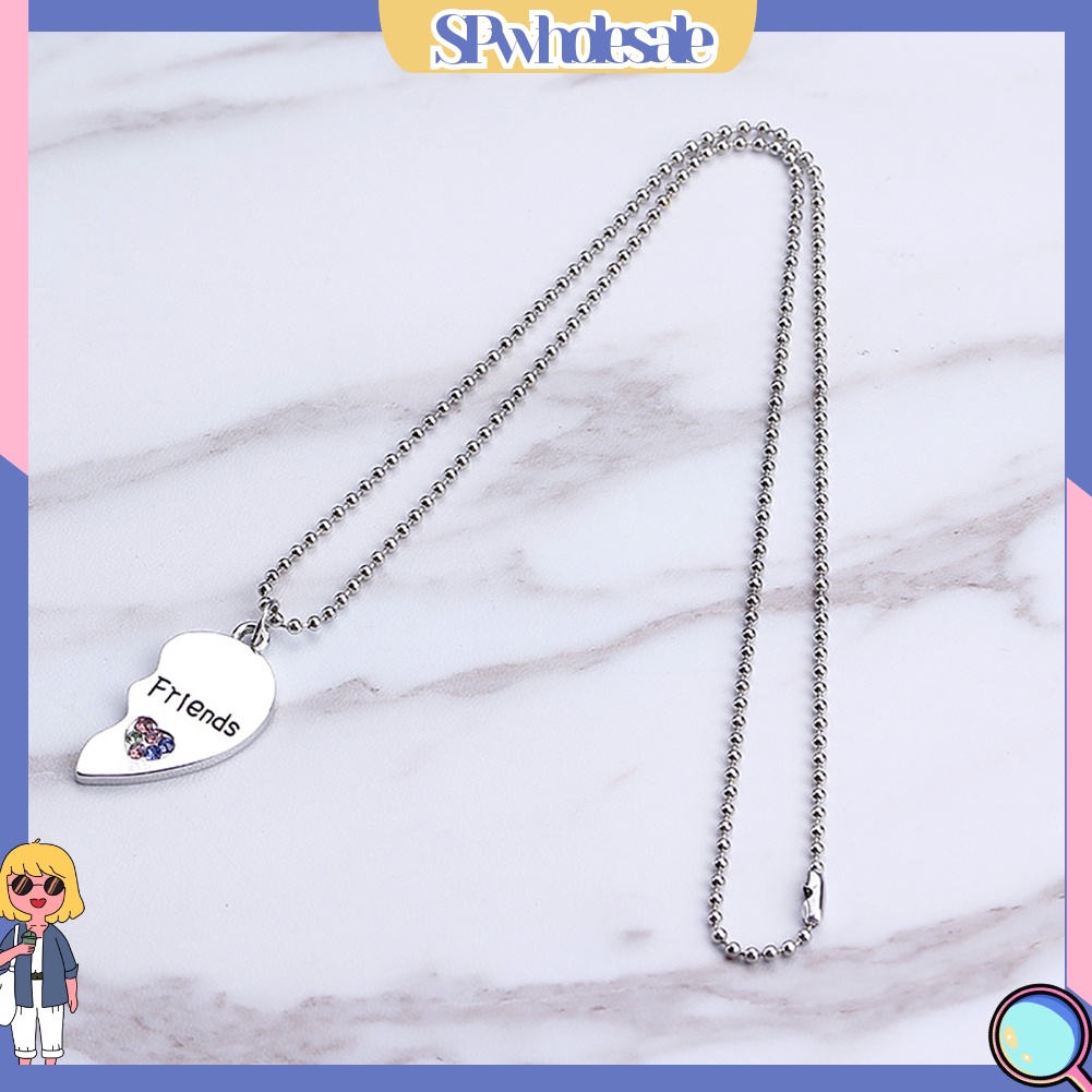 &lt;SPwholesale&gt; Bộ 2 Dây Chuyền Mặt Trái Tim Đính Đá Thời Trang