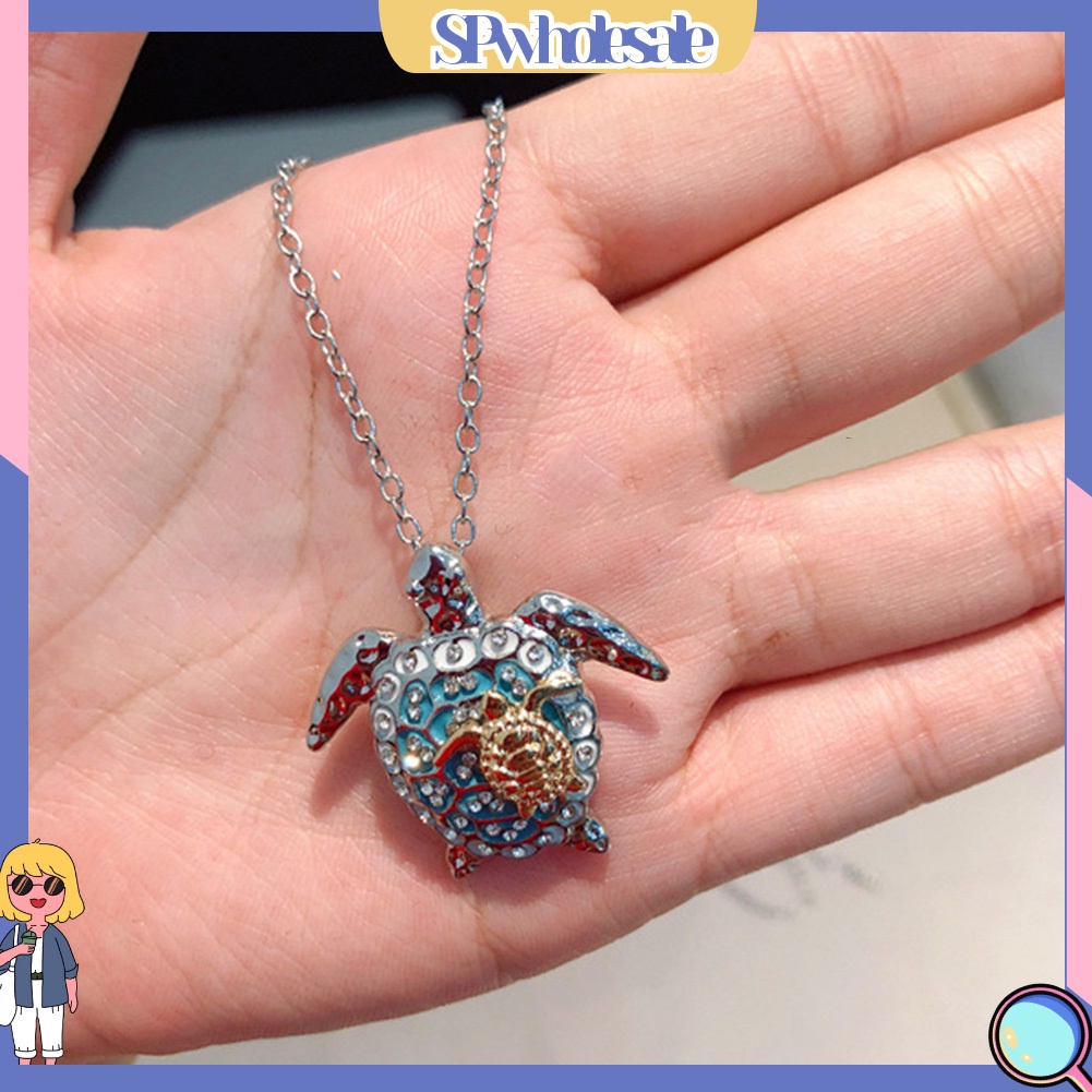 &lt;SPwholesale&gt; Vòng cổ Mặt Hình Rùa Mẹ Đính Đá Thời Trang