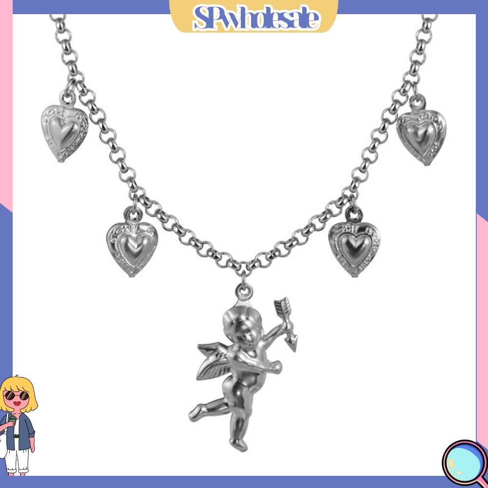 &lt;SPwholesale&gt; Vòng cổ Mặt Trái Tim Bằng Thép Không Gỉ