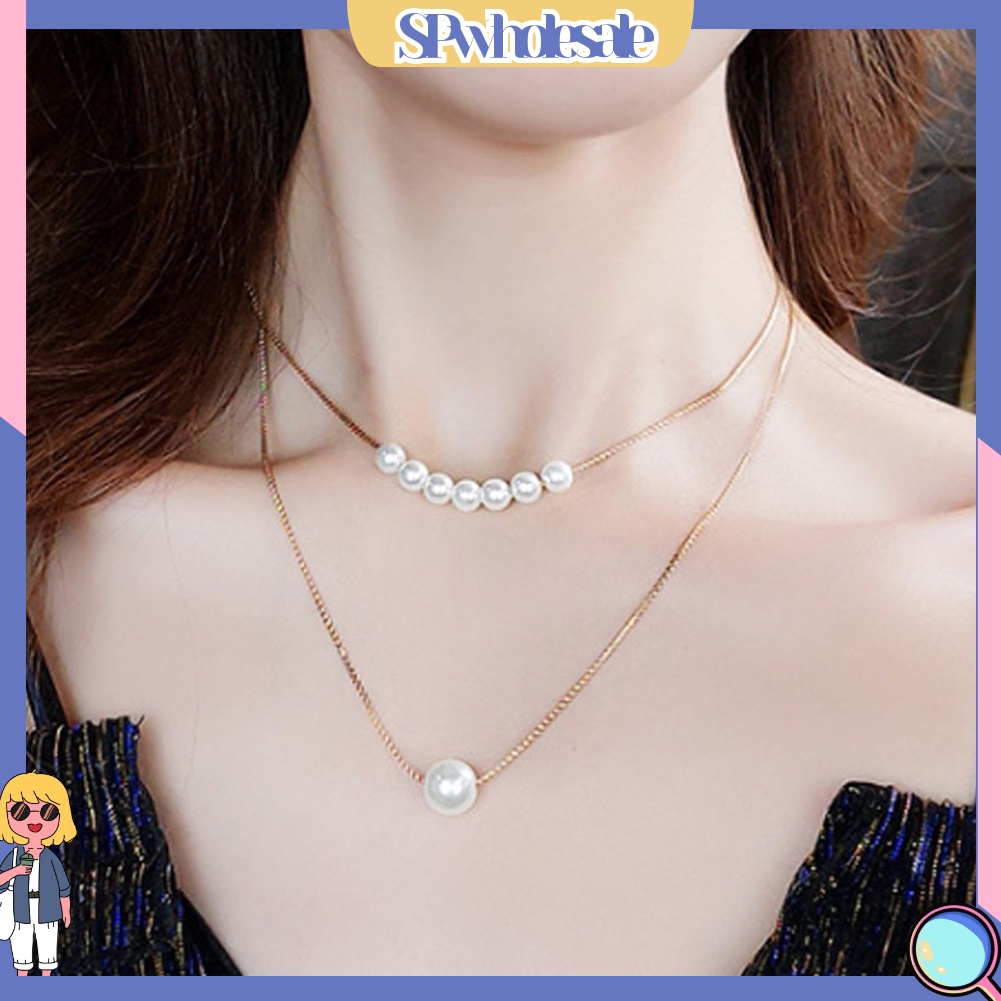 &lt;SPwholesale&gt; Vòng cổ Hai Lớp Đính Ngọc Trai Nhân Tạo Thời Trang Nhật Hàn Cho Nữ