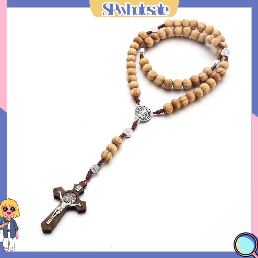 &lt;SPwholesale&gt; Vòng Cổ Hạt Gỗ Handmade Virgin Mary Thời Trang Cuộc Sống Hàng Ngày
