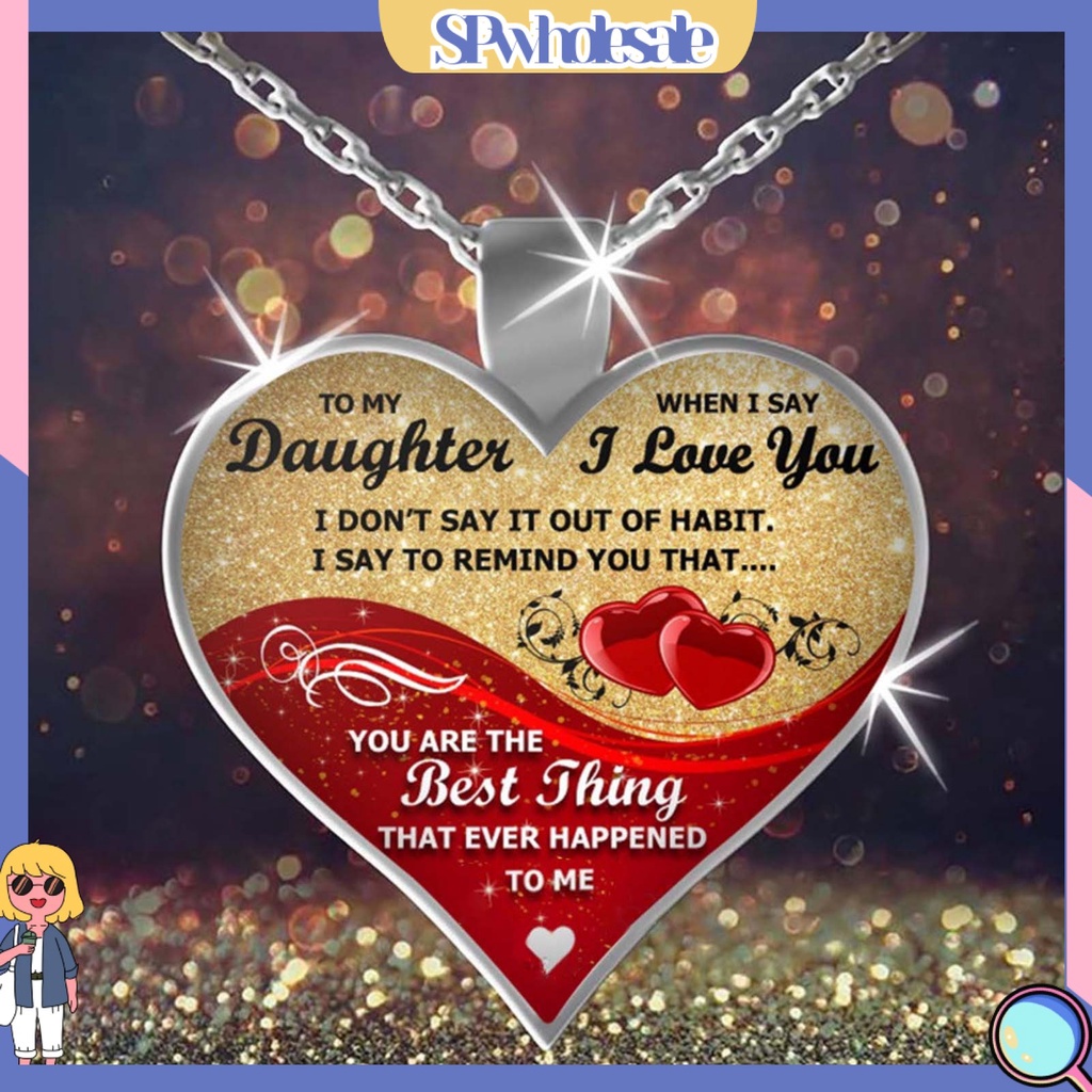 &lt;SPwholesale&gt; Vòng cổ Mặt Hình Trái Tim Khắc Chữ I Love You Thời Trang