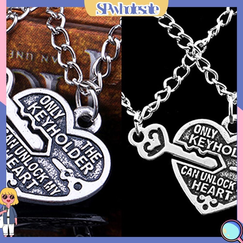 &lt;SPwholesale&gt; 1 Cặp Vòng cổ Tình Bạn Mặt Chìa Khóa Trái Tim Ghép Đôi